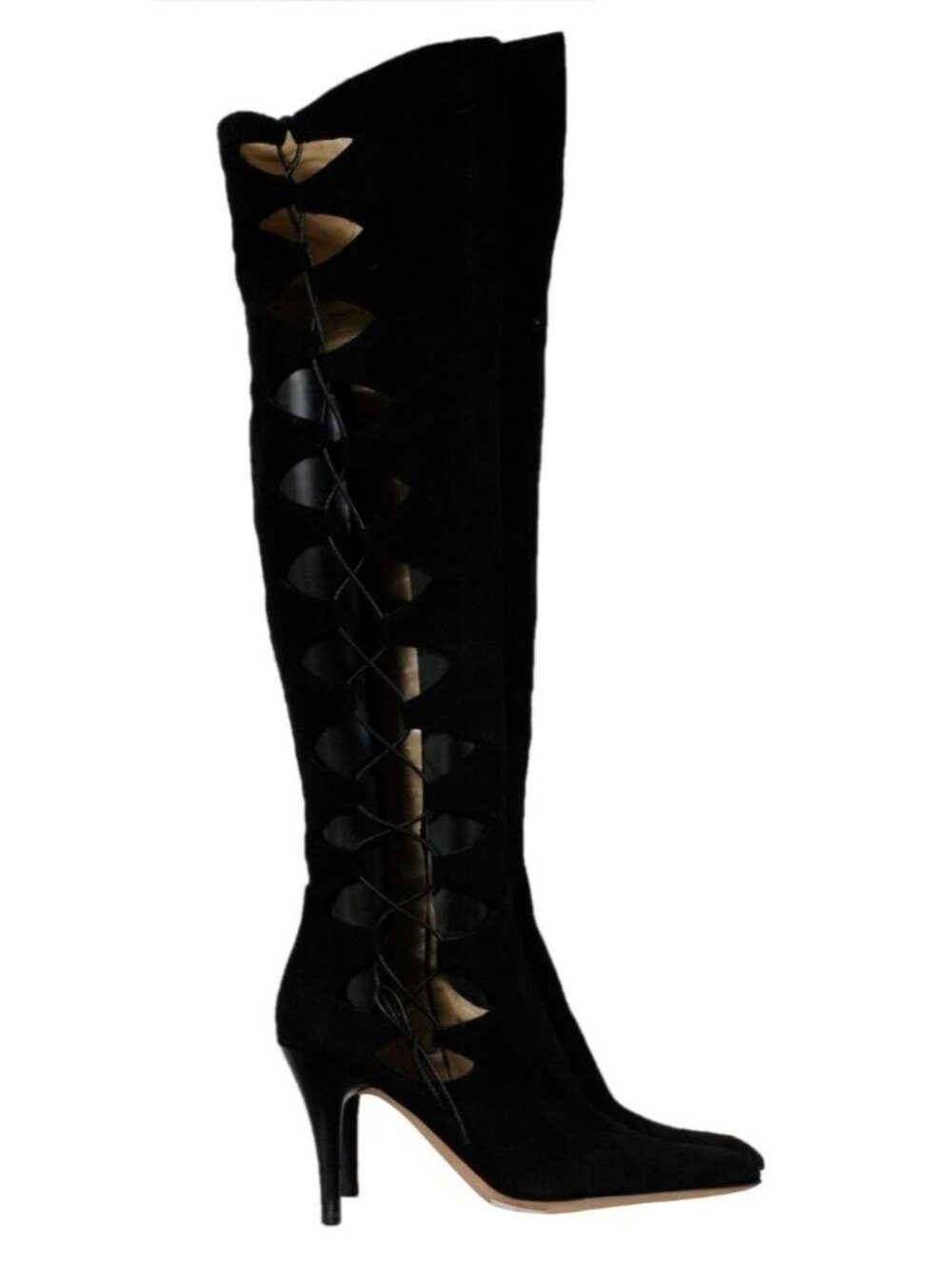 Giuseppe Zanotti Design Over The Knee Boots US 6.5 EU 36.5 Black Suede Cut Out